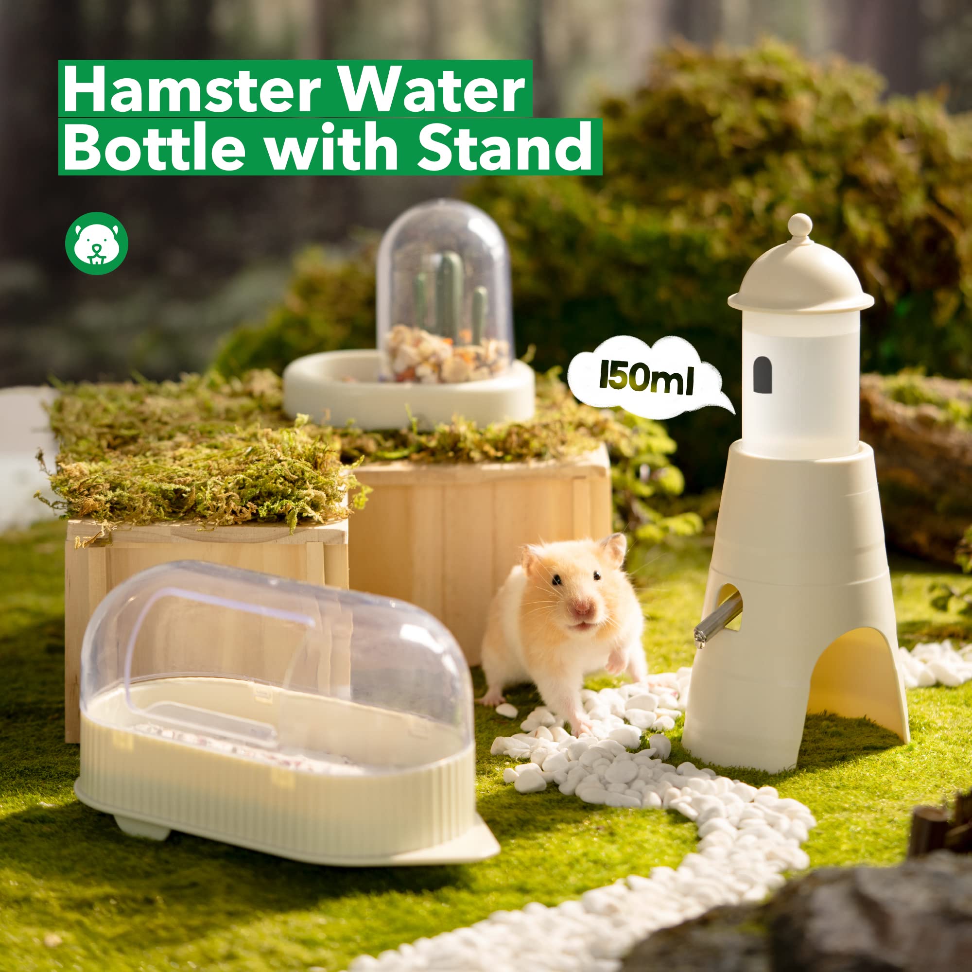 MEWOOFUN Hamster Water Bottle With Stand & Hideout Space 150ml Convenient And Comfortable Solution For Dwarf Hamsters Gerbil